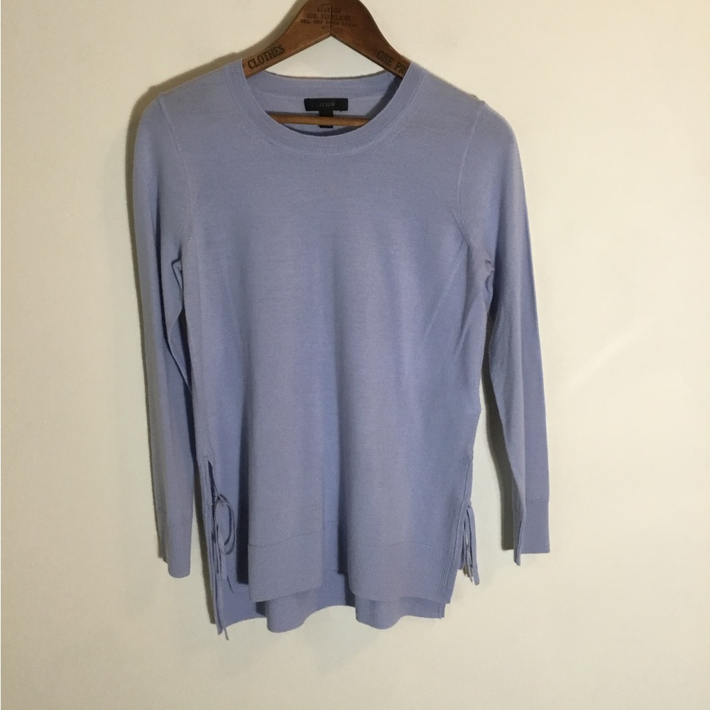 J. Crew Merino Wool Side Slit‎ Tie Crew Neck Sweater - Picture 8 of 9